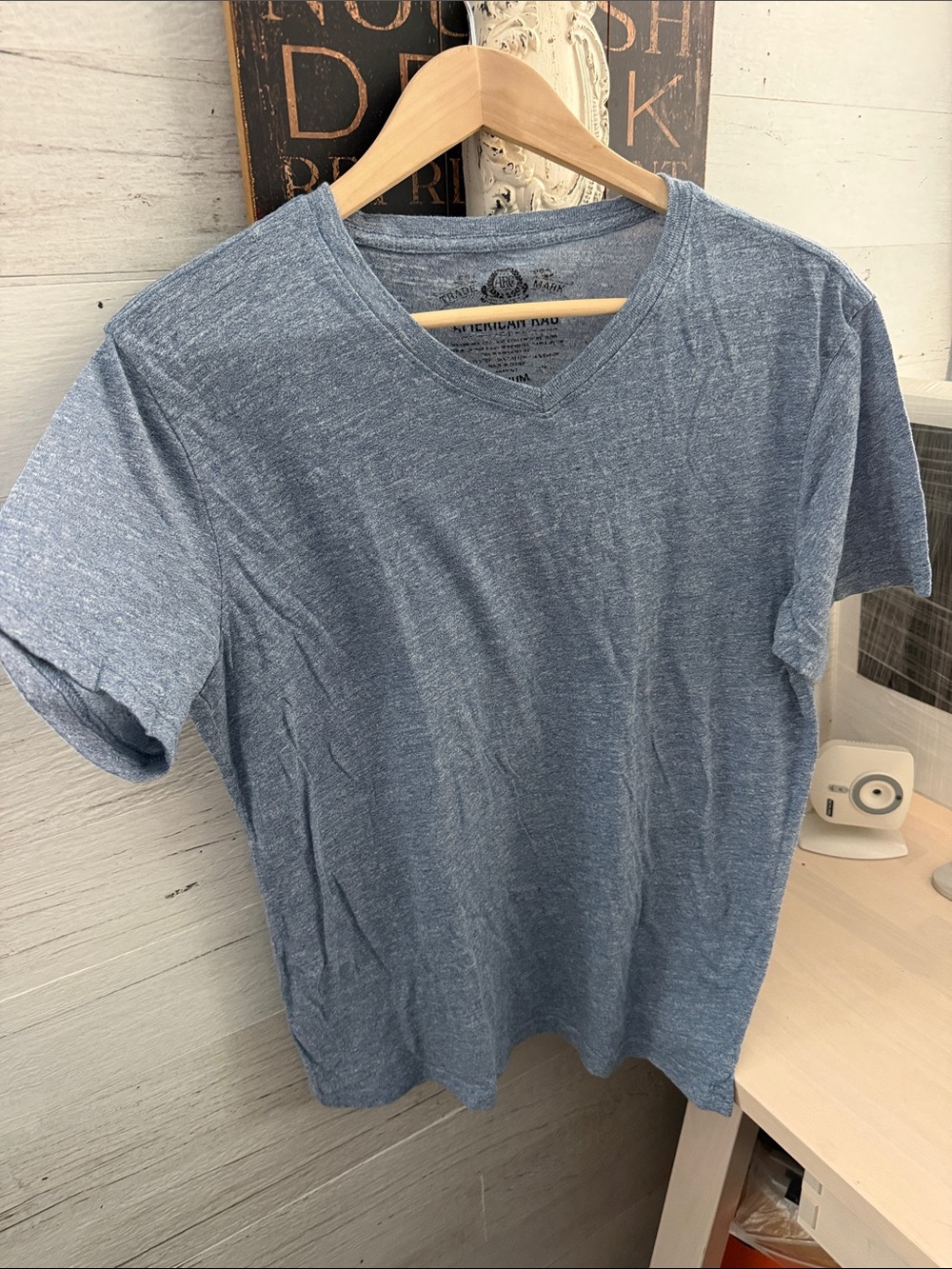 American Rag Heather Slate Blue V-Neck Short Sleeve Tee